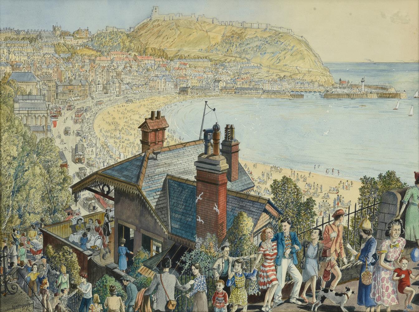 Frederick (Fred) Cecil Jones RBA (1891-1966) ''Scarborough'' Signed, inscribed and dated 1950, mixed