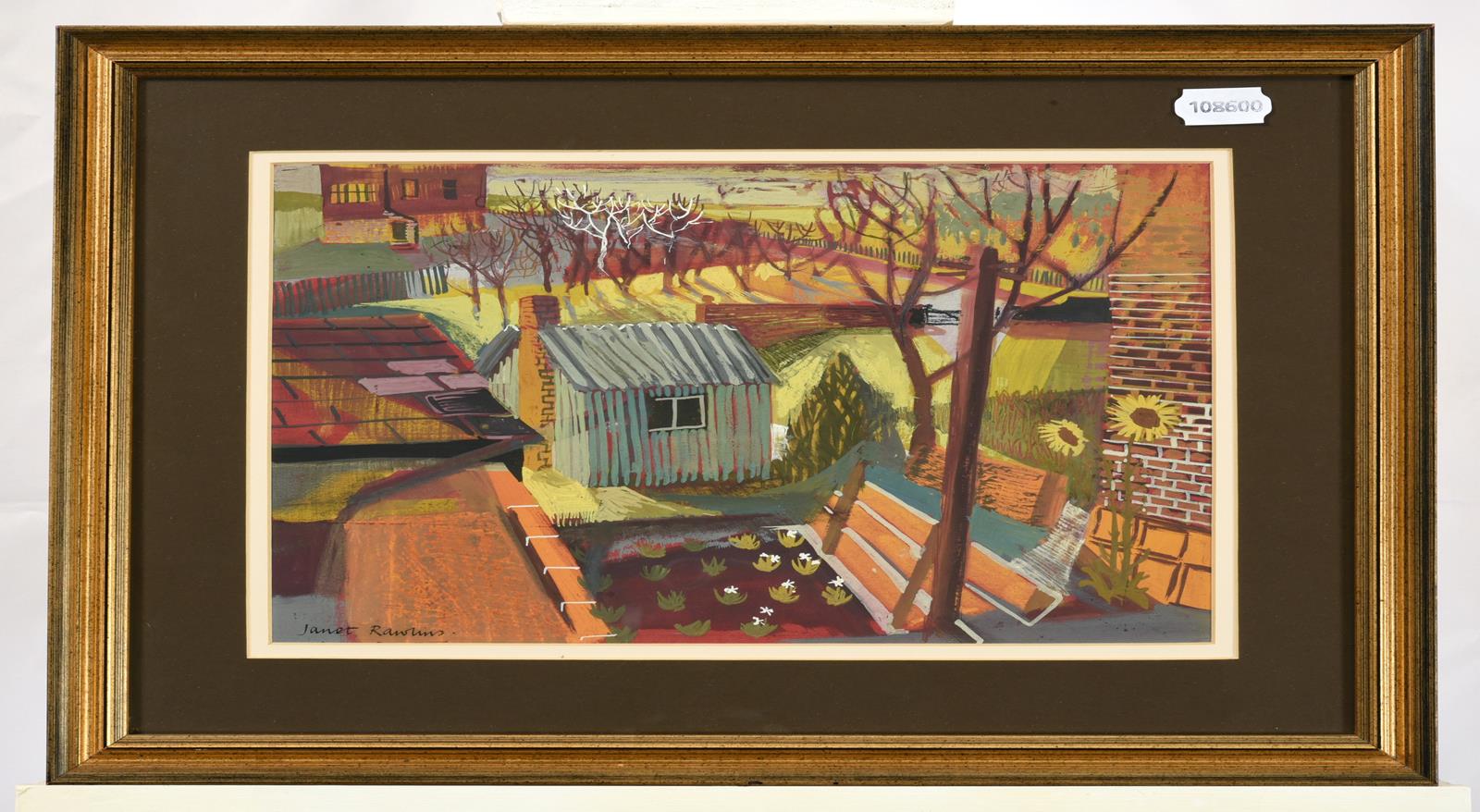 Janet Rawlins (b.1931) View of a garden and outbuildings Signed, mixed media, together with a - Image 3 of 4