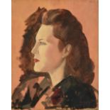 Jacob Kramer (1892-1962) ''Miss Joyce Heron'', head and shoulders portrait sketch in profile Signed,