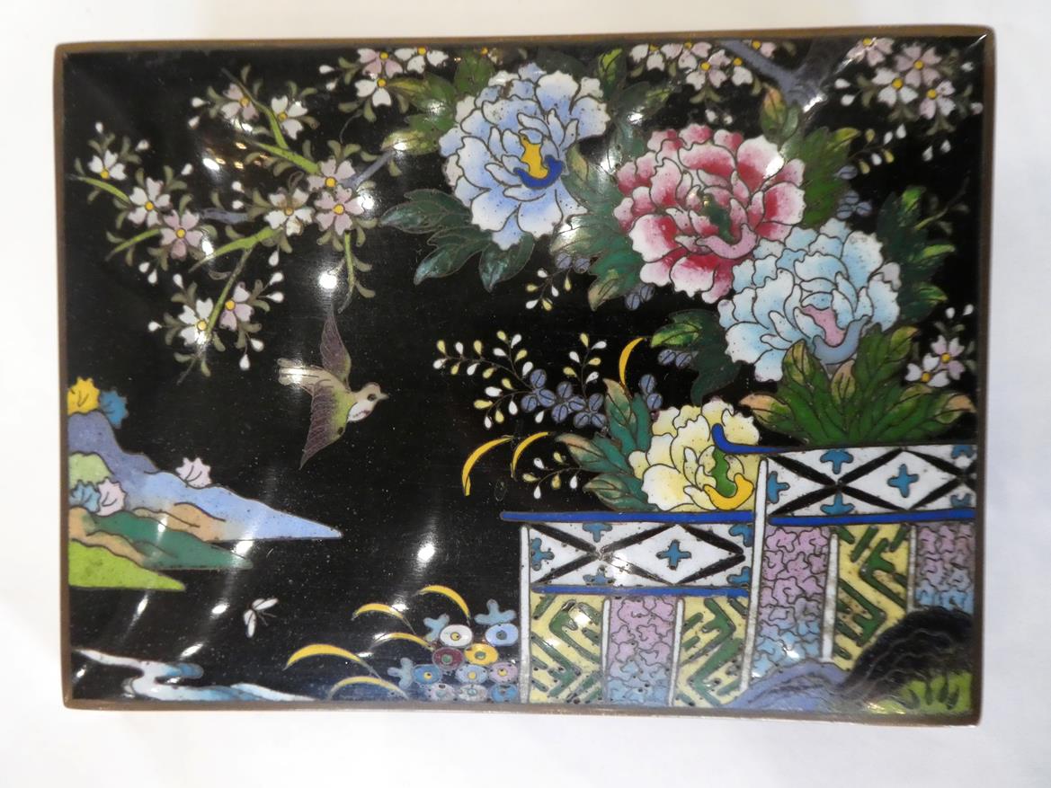 A Japanese Cloisonne Enamel Box and Hinged Cover, Meiji period, of rectangular form, decorated - Image 29 of 32