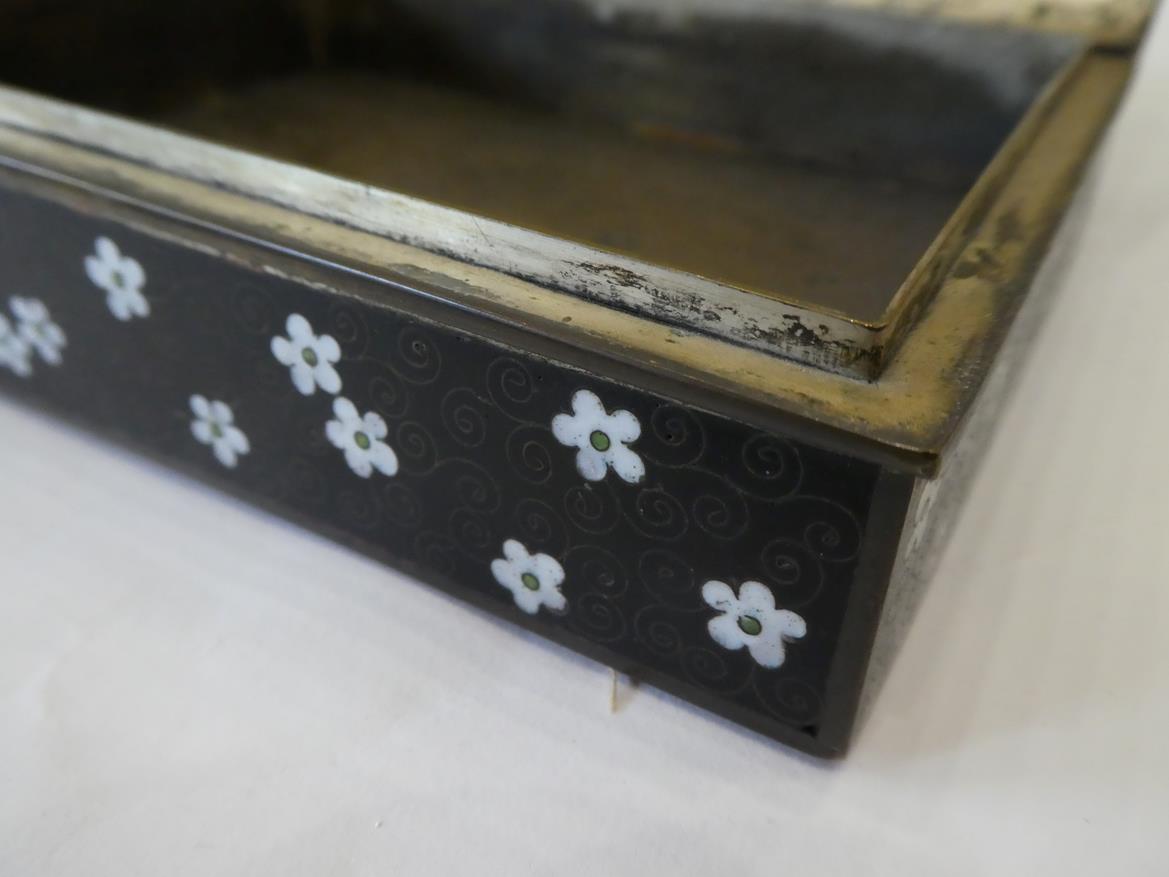 A Japanese Cloisonne Enamel Box and Hinged Cover, Meiji period, of rectangular form, decorated - Image 23 of 32