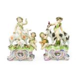 A Pair of Samson of Paris Porcelain Figures Groups from The Seasons, late 19th century, after Bow