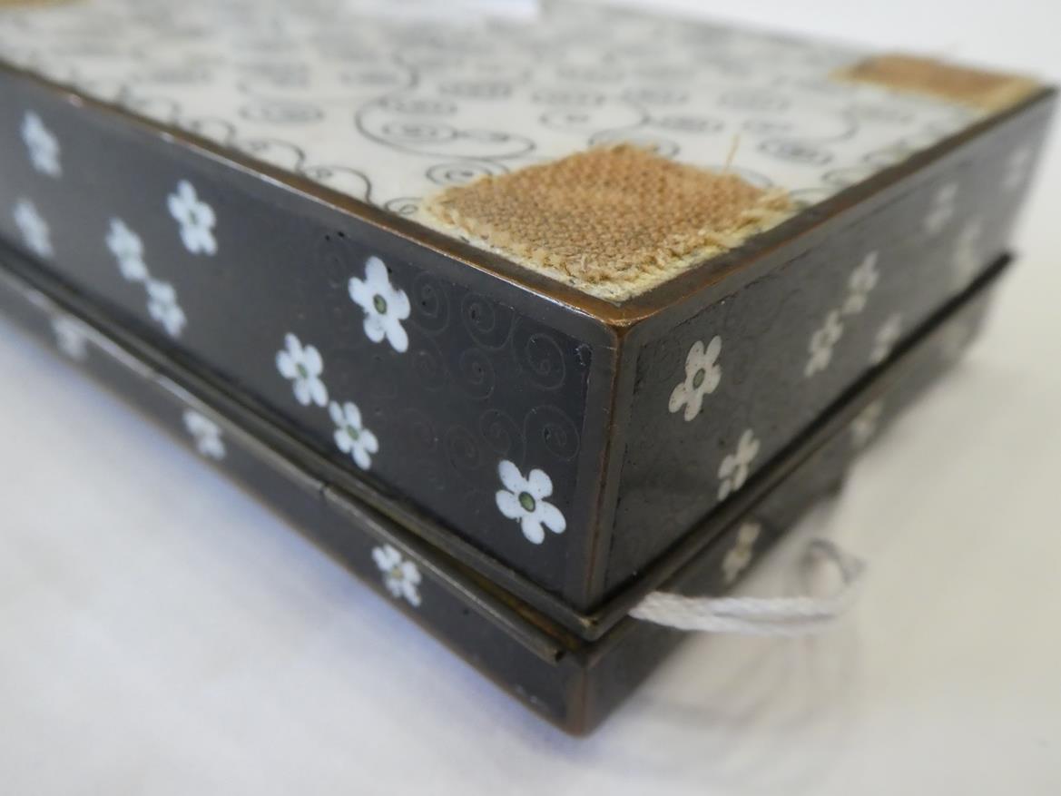A Japanese Cloisonne Enamel Box and Hinged Cover, Meiji period, of rectangular form, decorated - Image 16 of 32