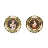 A Pair of Vienna Style Porcelain Cabinet Plates, circa 1900, painted with ''Gute Nachte'' and ''