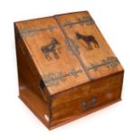 A Brass Mounted Olivewood Correspondence Box, possibly Middle Eastern, late 19th century, the hinged