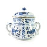 An English Delft Posset Pot and Cover, probably London or Brislington, circa 1690, of baluster