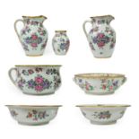 ~ A Samson of Paris Porcelain Toilet Set, in Chinese Export style, painted in famille rose enamels