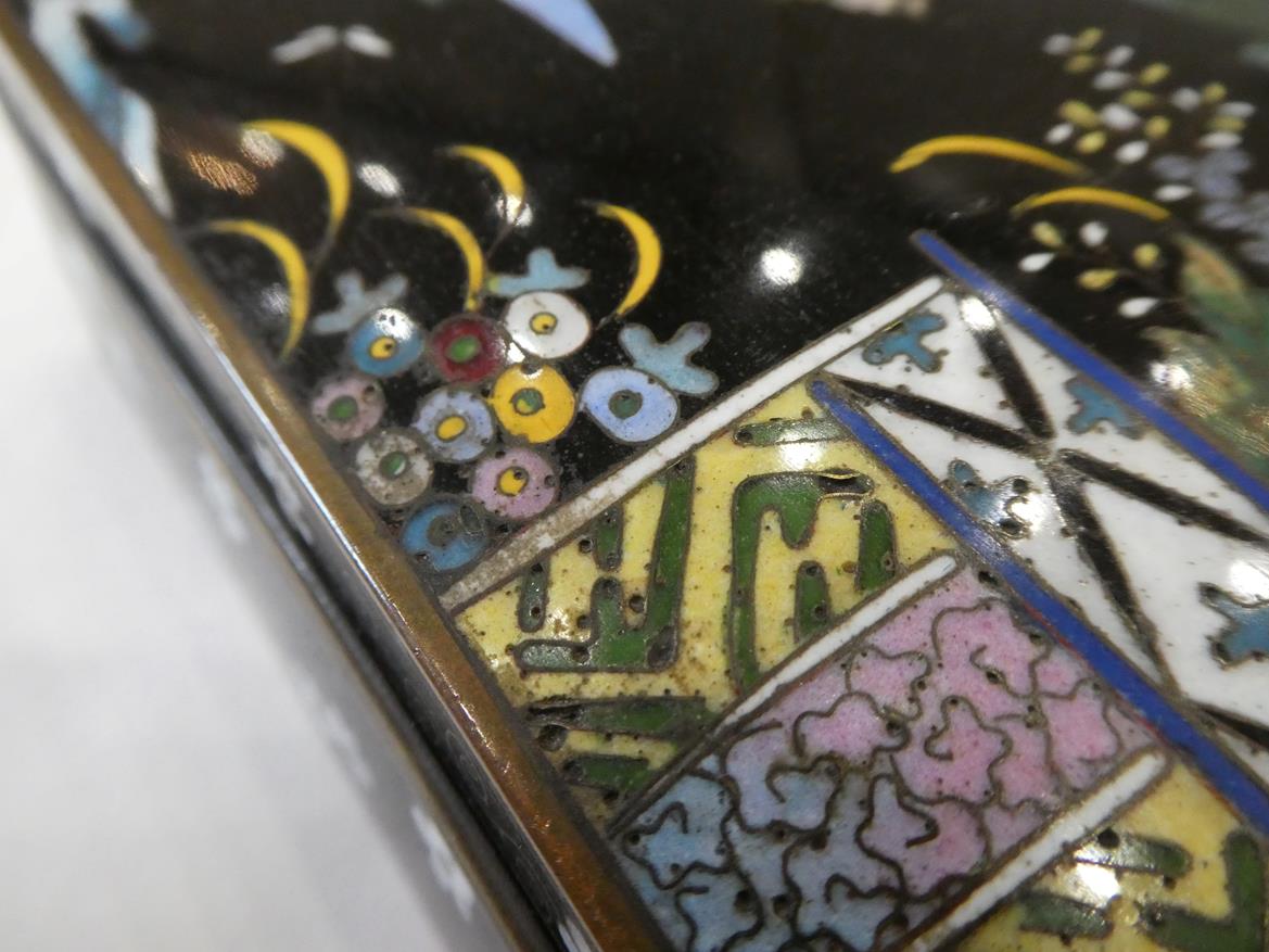 A Japanese Cloisonne Enamel Box and Hinged Cover, Meiji period, of rectangular form, decorated - Image 10 of 32