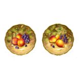 A Pair of Royal Worcester Porcelain Plates, by Harry Ayrton, 1959, painted with still lives of fruit