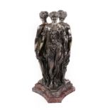 A French Silver Plate Figure Group of the Three Graces, 19th century, stamped AD Fountaine,