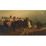 Ernest Crofts RA (1847-1911) Soldiers on horseback with the walking wounded nearby Signed, oil on