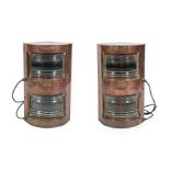 A Pair of ''Meteorite'' Copper Ship's Lanterns, stamped for Port and Starboard and with plaques