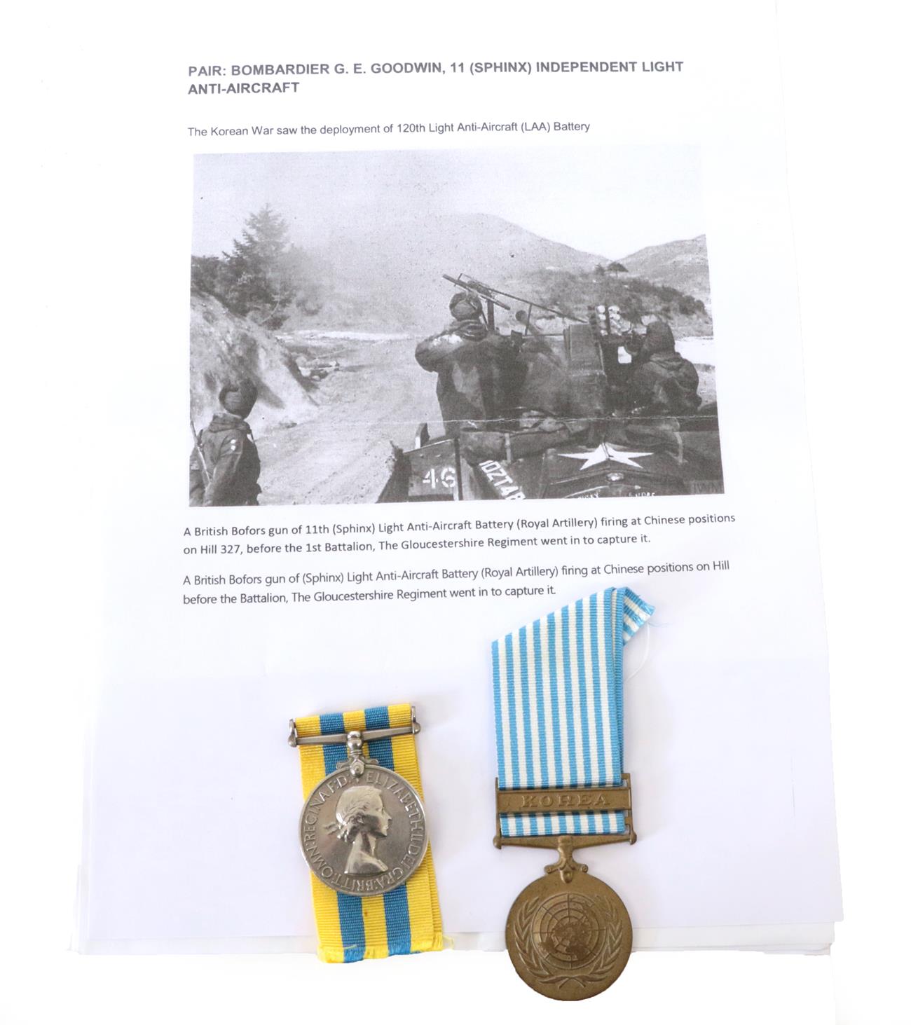 The Battle of the River Imjin - A Korea Pair, comprising Korea Medal named 19004053 BDR.G.E.GOODWIN.