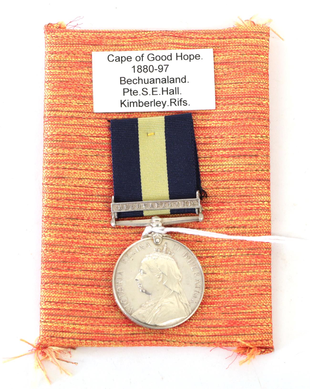 A Cape of Good Hope General Service Medal, with clasp BECHUANALAND, awarded to PTE.S.E.HALL..