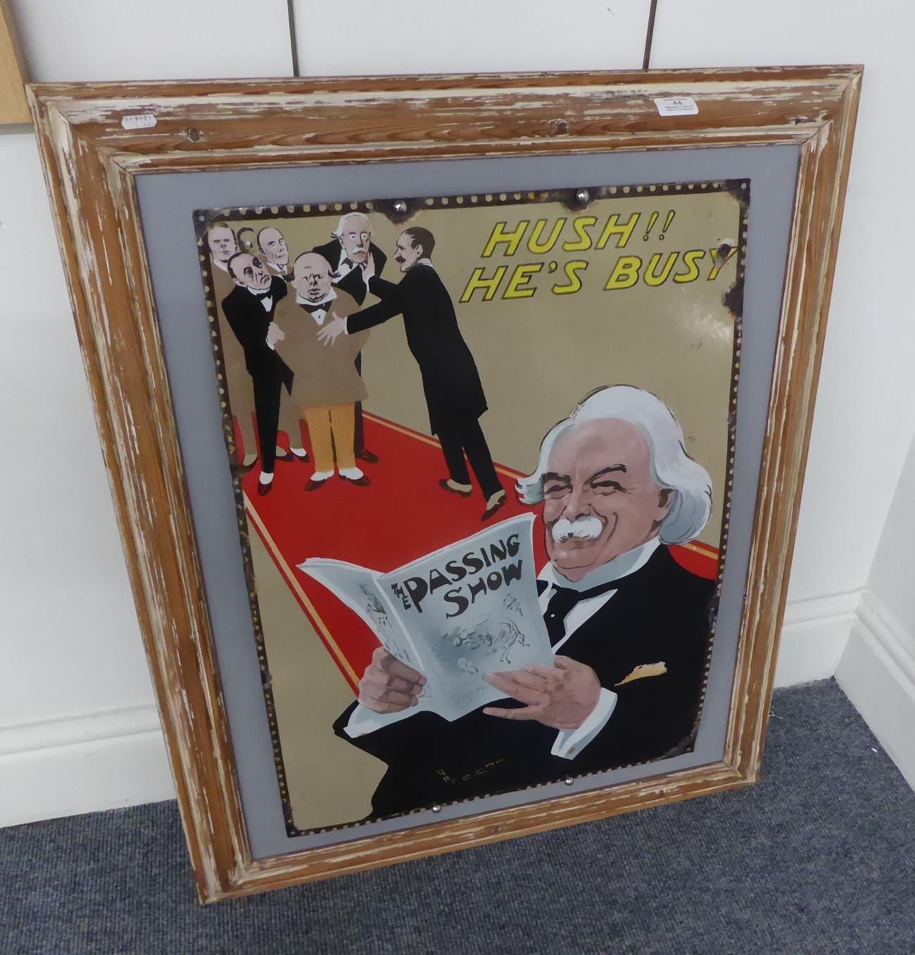 An Early 20th Century Enamel Advertising Sign 'The Passing Show', depicting Lloyd George seated - Image 3 of 8