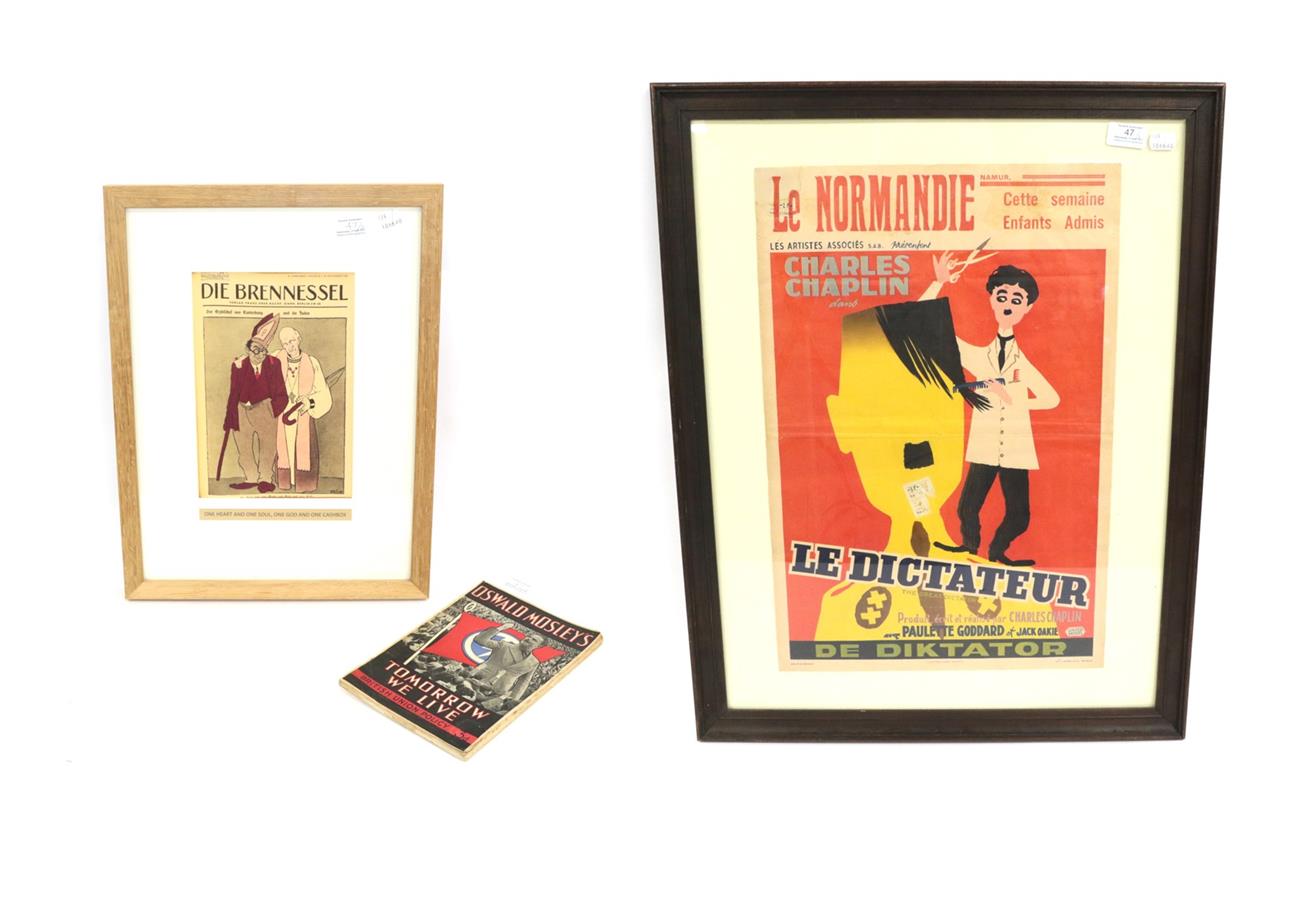 A Second World War Belgian Cinema Advertising Poster for The Great Dictator (Le Dictateur), produced