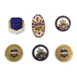 Six First/Second World War Enamelled Brass Tribute Badges, comprising a Hartlepool's Hospitals