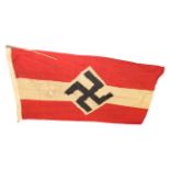 A German Third Reich Hitler Youth Gruppe Flag, in cotton printed with a black mobile swastika upon a