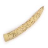 A 19th Century Loango Ivory Tusk, well carved with a spiral of European and Native figures