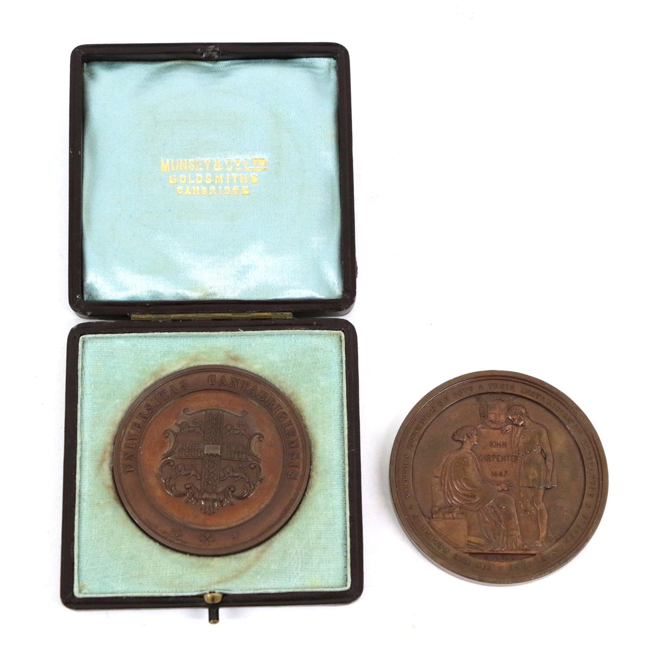 A Bronze Medal Commemorating the Foundation of the City of London School, 1834, designed by Benjamin