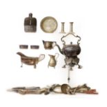 A Collection of Assorted Silver and Silver Plate, the silver comprising: a helmet-shaped cream-