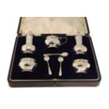 A Cased George V Silver Condiment-Set, by Ernest Druiff and Co., Birmingham, 1924, Retailed by S