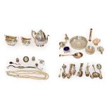 A Collection of Silver and Silver Plate, the silver including: a silver-mounted shell dish, the base