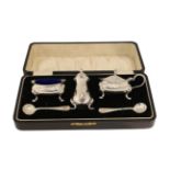 A Cased George V Silver Condiment-Set, by William Suckling Ltd., Birmingham, 1933, each piece