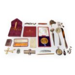 Sundry small items, including gold-mounted amber cheroot holder in case, Zenith silver dress