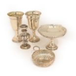 A Collection of Silver, comprising: a French silver wine-taster, maker's mark MP, an arrow