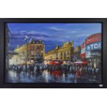 Csilla Orban (Contemporary) ''Piccadilly Evening'' Signed, oil on canvas, 76cm by 122cm Artist's