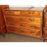 A large 20th century Continental walnut chest of drawers, 140cm by 54cm by 105cm