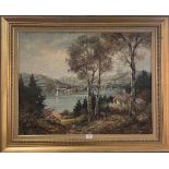 Aachenberg (20th/21st century European School) mountain lake scene with sailing boats, signed oil on