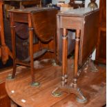 A Victorian mahogany Sutherland table inlaid with a fan patera, crossbanded in satinwood, 75cm by