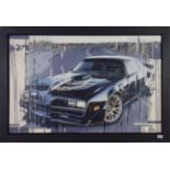 Kris Hardy (b.1978) ''Pontiac Firebird Trans Am'' Signed, oil on canvas, 71cm by 112cm Artist's