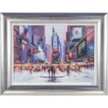 Henderson Cisz (Contemporary) ''Times Square at Twilight'' Signed, hand embellished canvas, 38.5cm