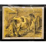 William P Kerr (20th century) Fat Cow, short run limited print 1/6, applied pencil signature and