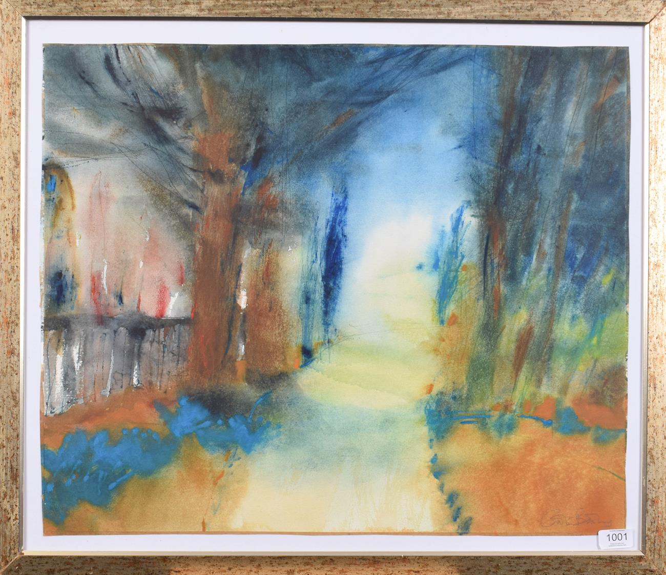 Caroline Bailey (Contemporary) ''Yew Trees in the Wild Garden'' Signed, watercolour, 54cm by 64.