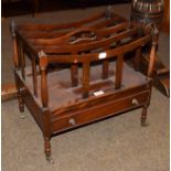 A reproduction mahogany four-division Canterbury, 49cm by 36cm by 47cm