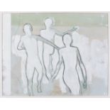 K Gowland (Contemporary) Three figures Mixed media, 64cm by 108cm
