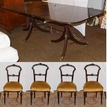 A set of four Victorian carved walnut balloon backed dining chairs, together with a a Regency