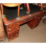 A Victorian mahogany leather-topped pedestal desk, 119cm by 62cm by 70cm