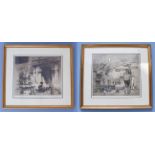 William Walcot RBA RE (1874-1943) a matched pair of large etchings of Classical Roman views, signed,