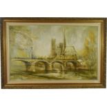 Ben Maile (b.1922) Notre Dame from the Seine Signed, oil on canvas, 75cm by 120cm Artist's Resale