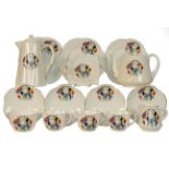 A WWII era late Shelley Foley for Freedom part teaset, decorated with flags of Britain, France,