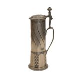 A pewter stein, late 19th century, of elongated form