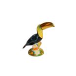 Royal Crown Derby Paperweight: Golden Rio Toucan No. 16/67, 18cm high, with gold stopper, box and