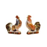 Royal Crown Derby: Imari Cockerel and Imari Rooster paperweights, both with gold stoppers, tallest