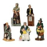 Royal Doulton figures comprising: Antique Dealer, HN4424, The Auctioneers, HN2988, The Mask