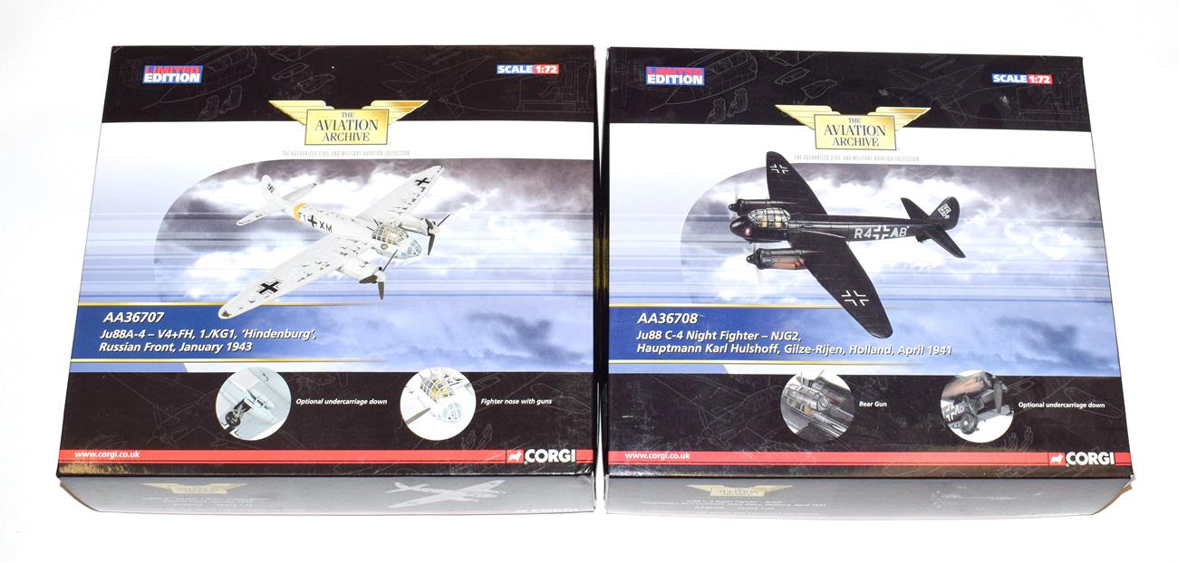 Corgi Aviation Archive 1:72 Scale Two Junkers Ju88s AA36708 C4 Night Fighter and AA36707 V4